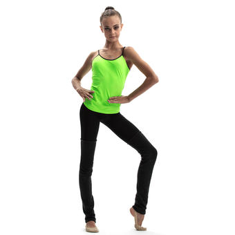 products FLUO GREEN tank top with BLACK piping testata prodotto medium